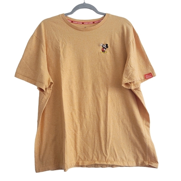 Disney Tops - Disney Parks XXL Yellow Short Sleeve Casual Crew Neck T-Shirt Embroidered Mickey